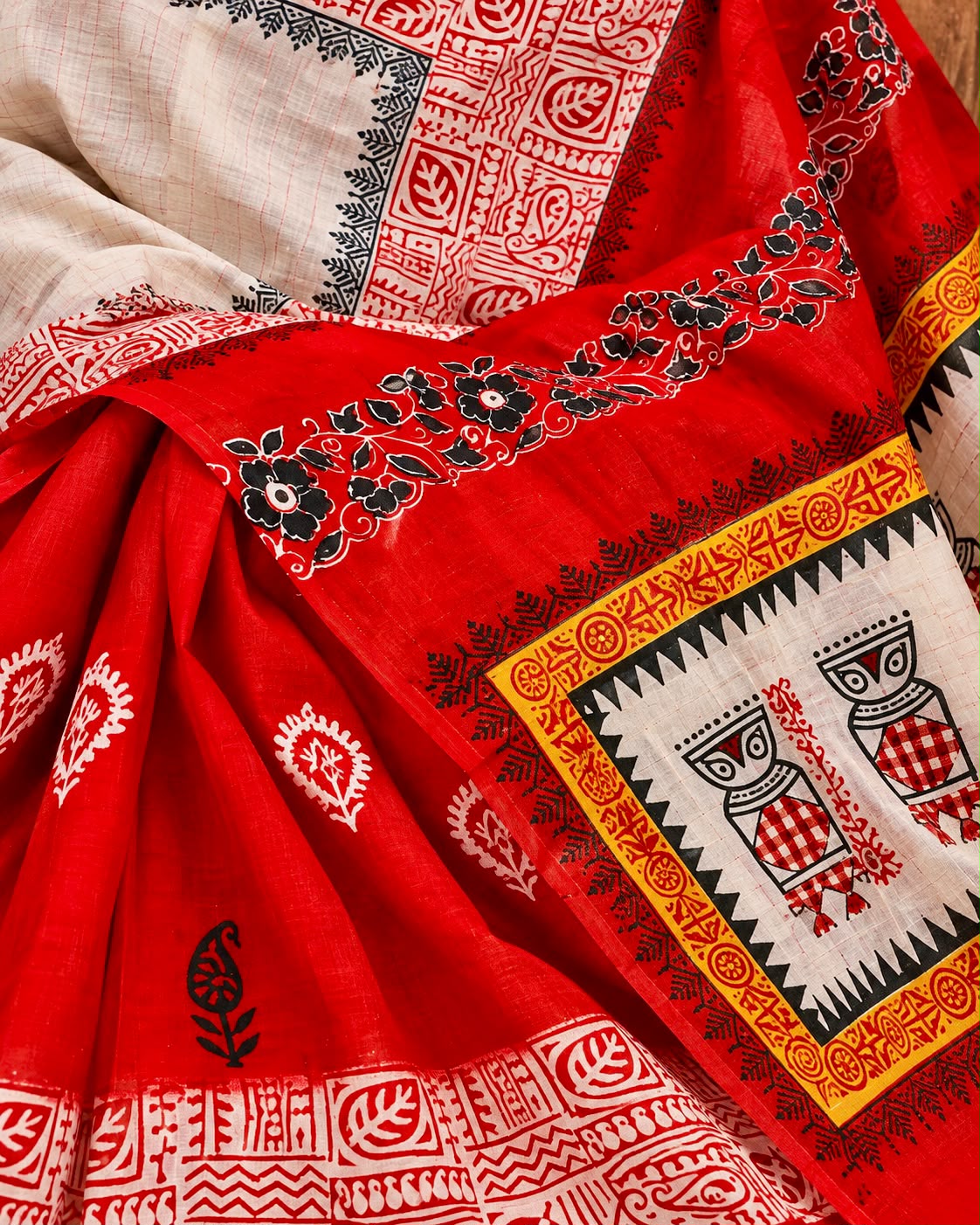 Pecha Pata — Dhonekhali Taant with Gamcha Appliqué & Handblock Art