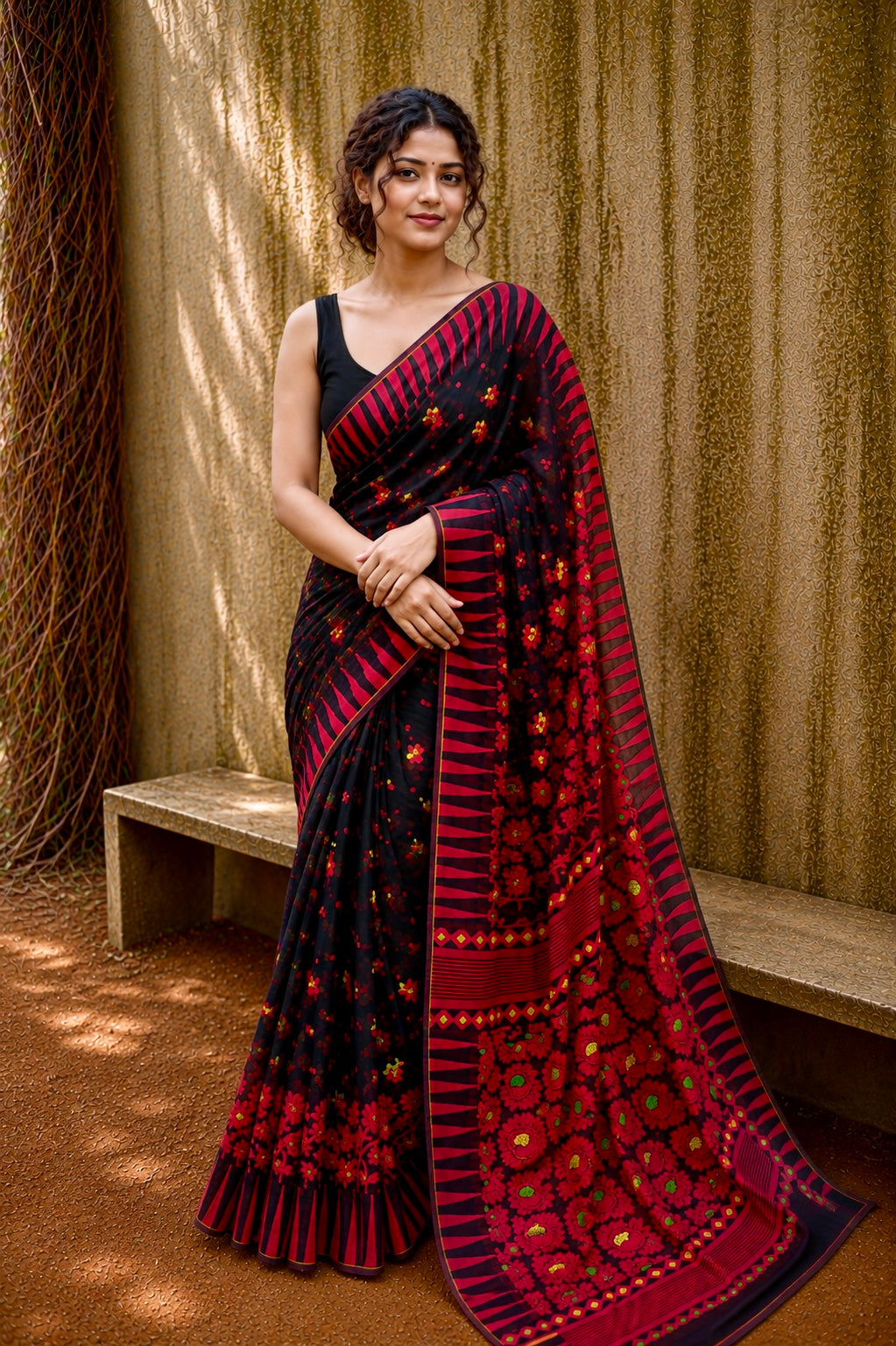 Krishna Rouge - Premium Soft Cotton Jamdani