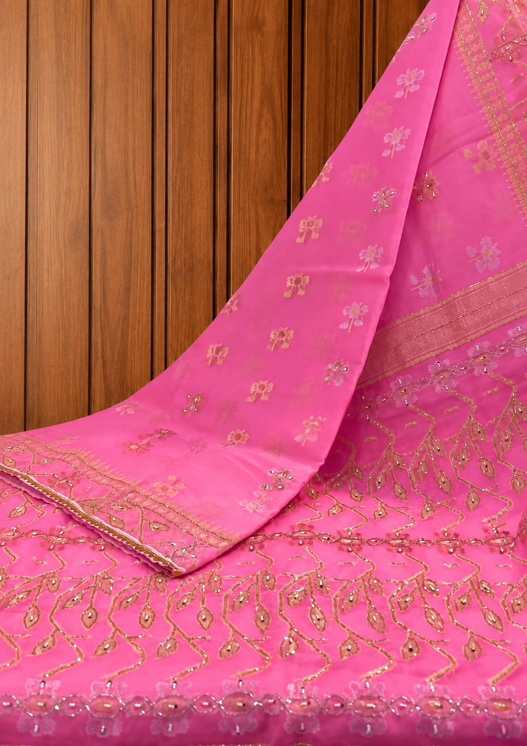 Chitrangada - Pink Jamdani with Cutdana Work