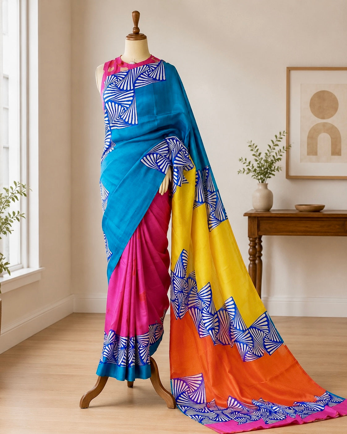 Neel Jyamiti - Handpainted Certified Silk Saree