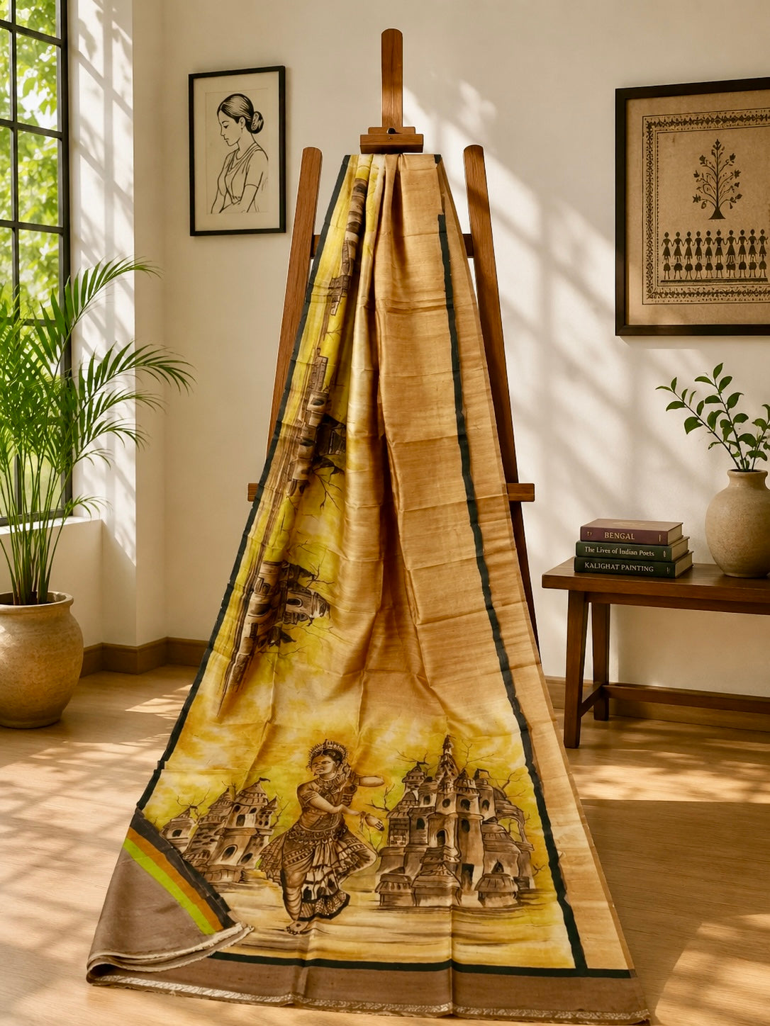 Nritya Mohor - Handpainted Silk Mark Certified Saree