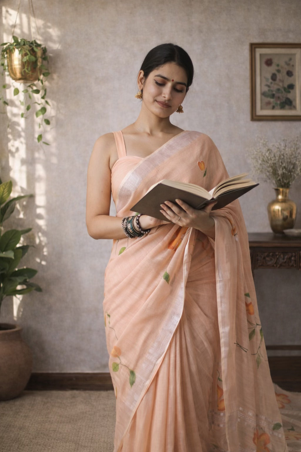 Abeerika - Handpainted Khadi Saree