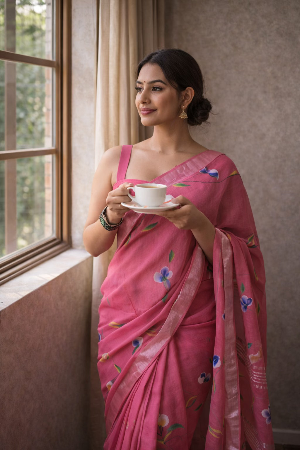 Komolini - Hand painted Khadi Saree