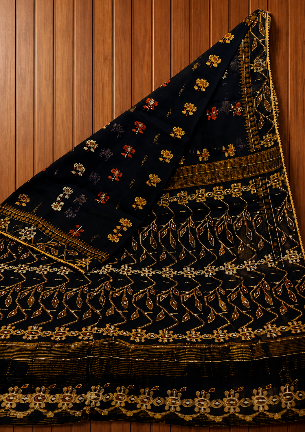 Chitrangada - Black Dhakai Jamdani with Cutdana Work