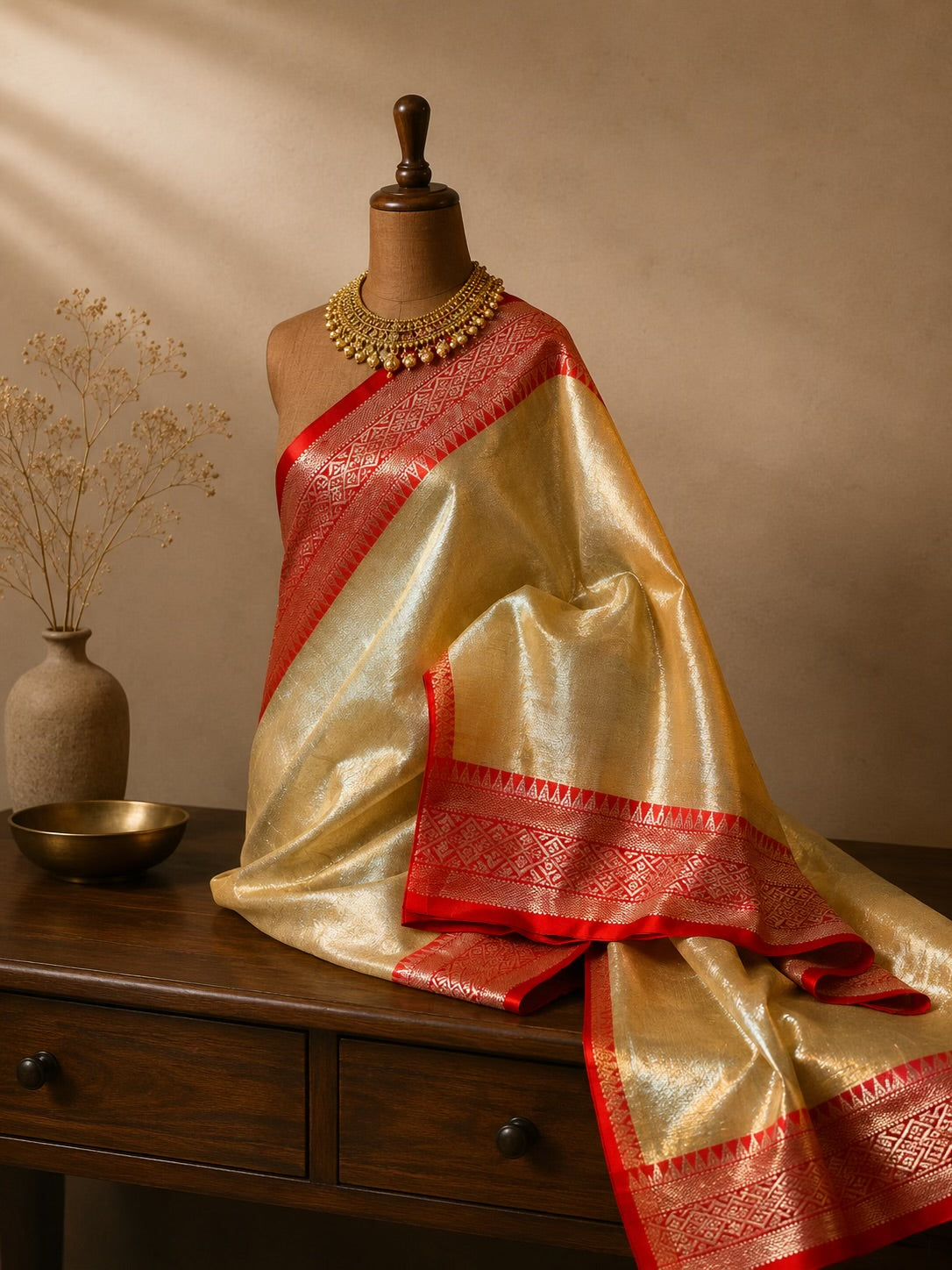 Sonar Rekha - Premium Tissue Saree