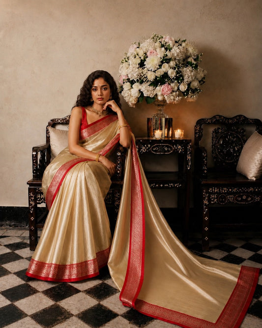 Sonar Rekha - Premium Tissue Saree