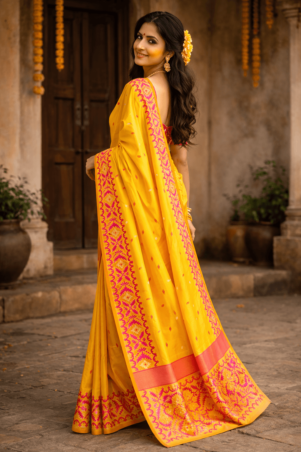 Sonali Bhor Katan Silk with Jamdani Border