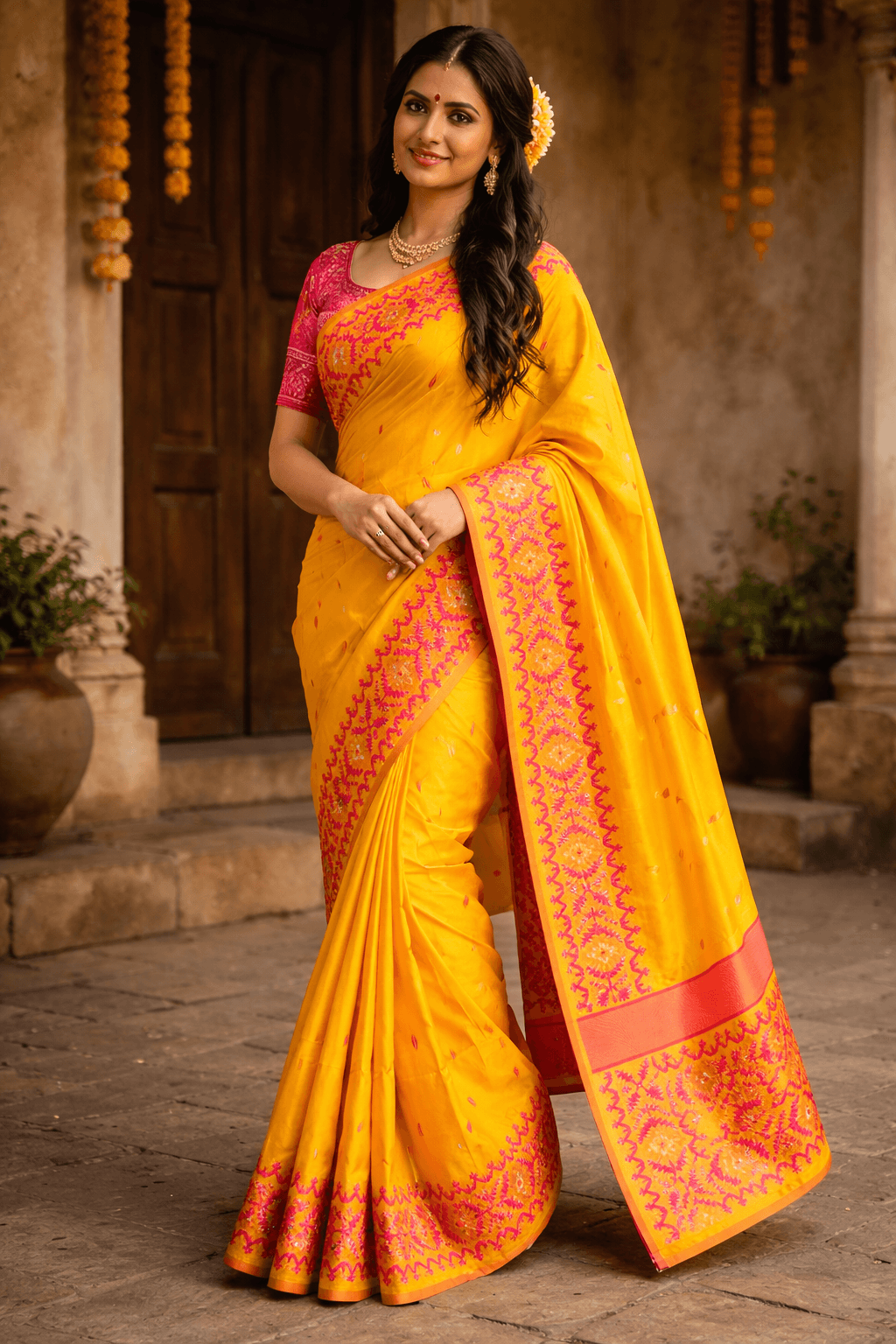 Sonali Bhor Katan Silk with Jamdani Border