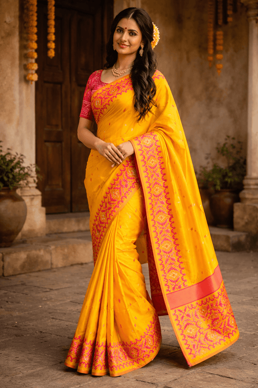 Sonali Bhor Katan Silk with Jamdani Border