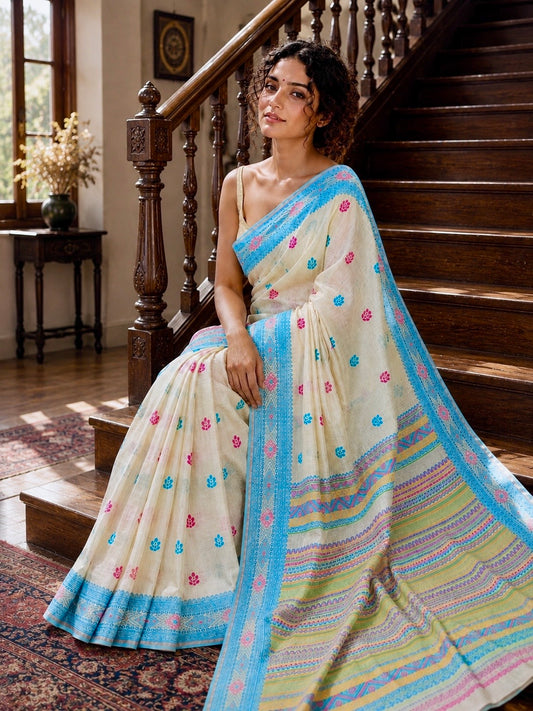 Neelchhaya - Tussar Jamdani Saree