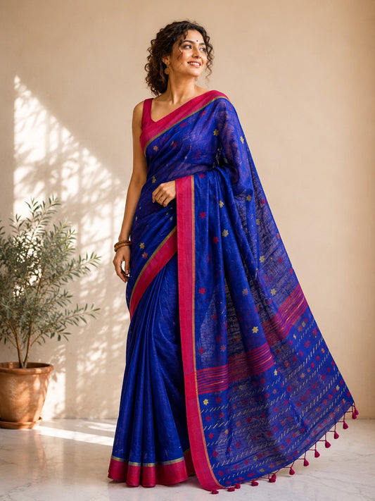 Neelraanga - Linen Jamdani Saree
