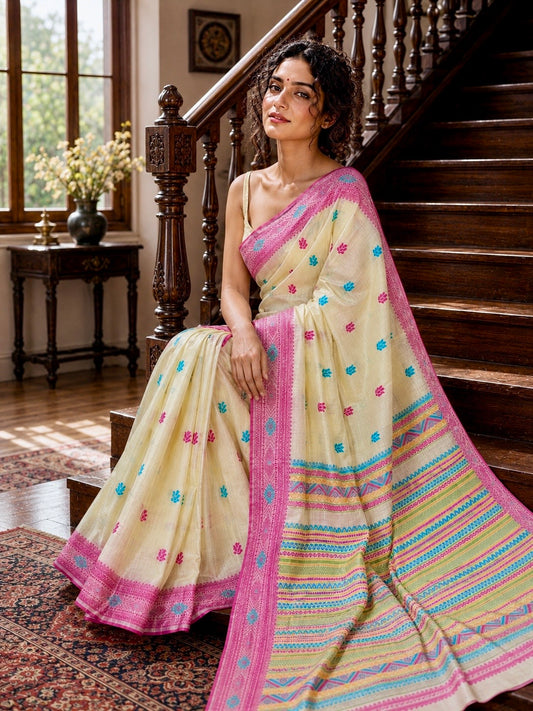 Phulchhaya - Tussar Jamdani Saree