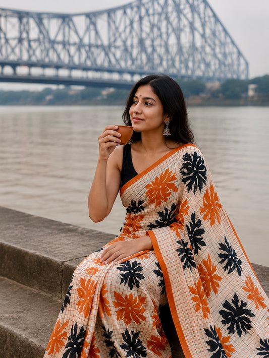 Rangrekha Premium Resham Kota Saree with Hand Appliqué