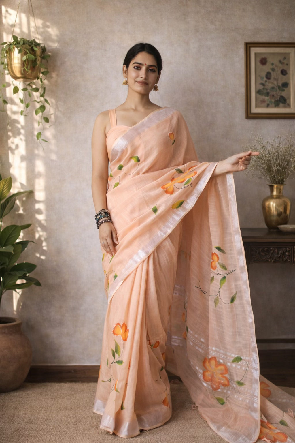 Abeerika - Handpainted Khadi Saree