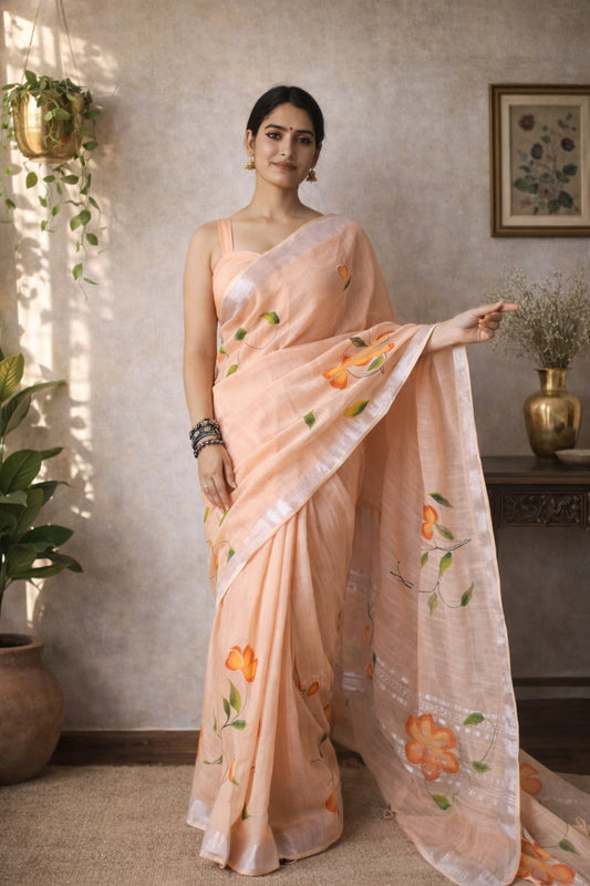 Abeerika - Handpainted Khadi Saree