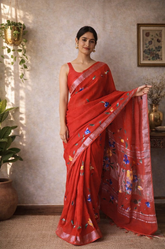 Laalima - Hand painted Khadi Saree
