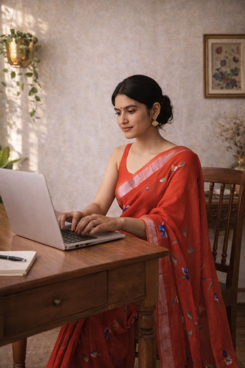 Laalima - Hand painted Khadi Saree