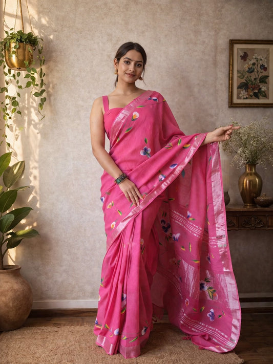 Komolini - Hand painted Khadi Saree