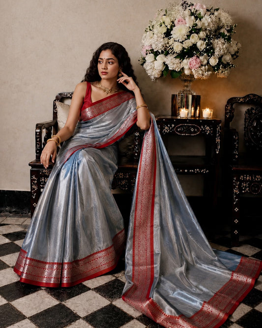 Meghdoot Rekha - Premium Tissue Saree