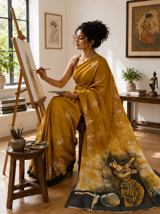 Raagini - Handpainted Silk Mark Certified Saree