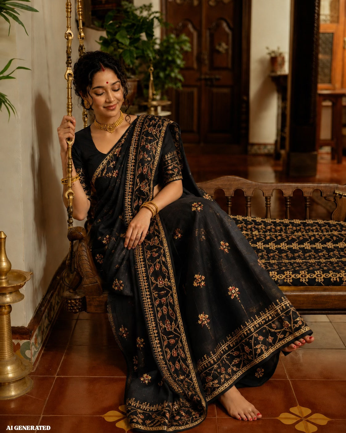 Chitrangada - Black Dhakai Jamdani with Cutdana Work