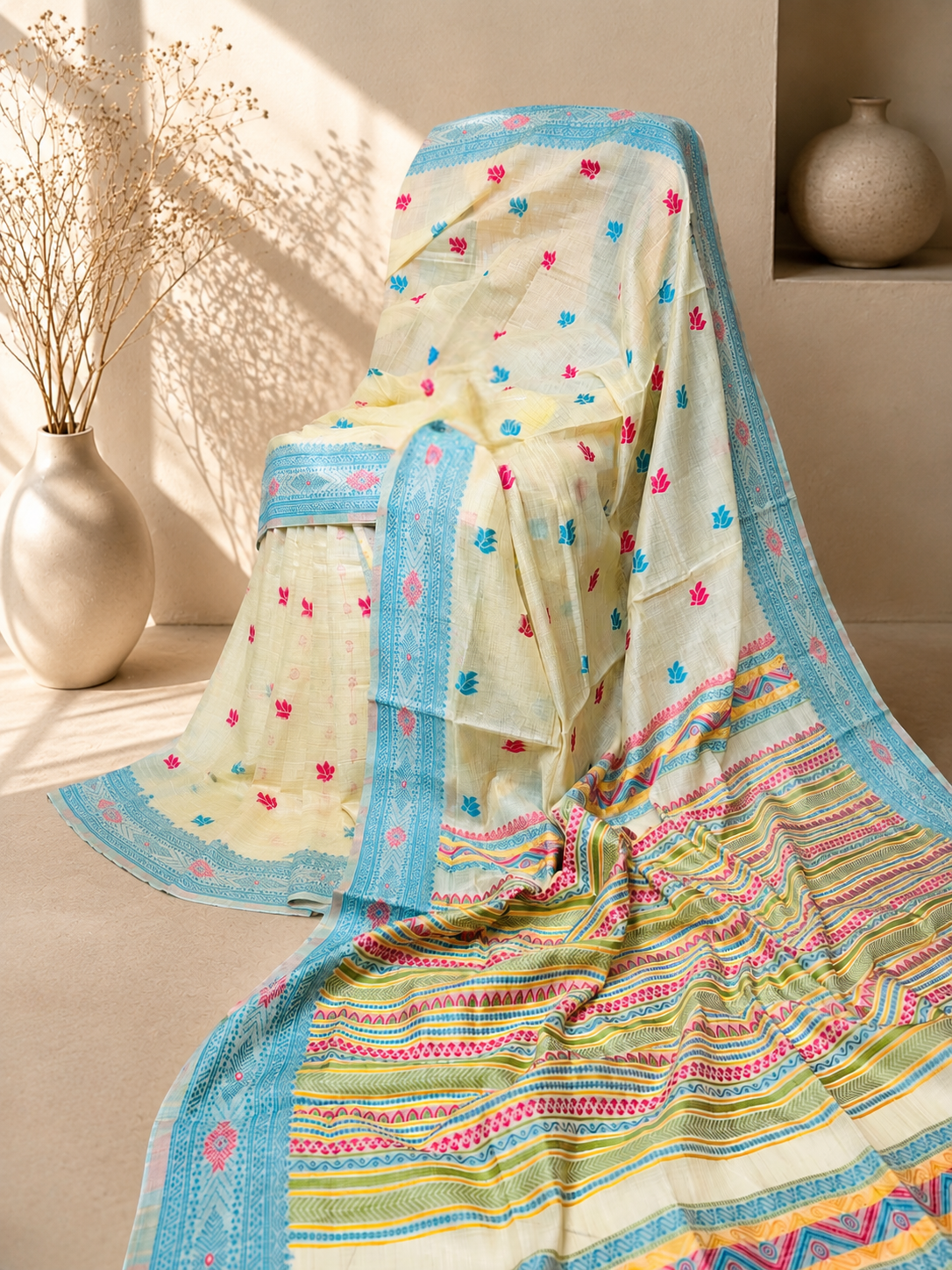 Neelchhaya - Tussar Jamdani Saree