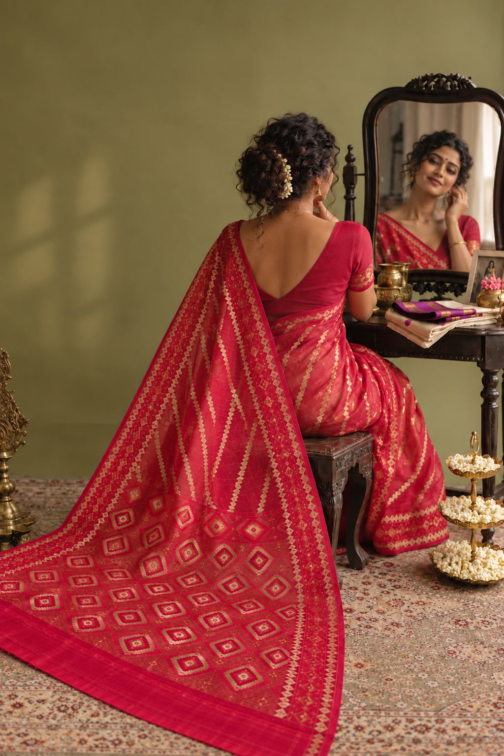 Laal Roshni - Jamdani with Zari Weaves