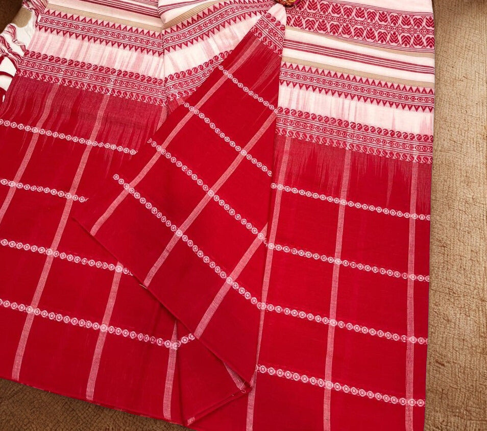 Laal Chokh Red Pure Cotton Soft Saree