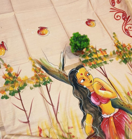 Ujaan Hand Painted Bapta Silk Saree