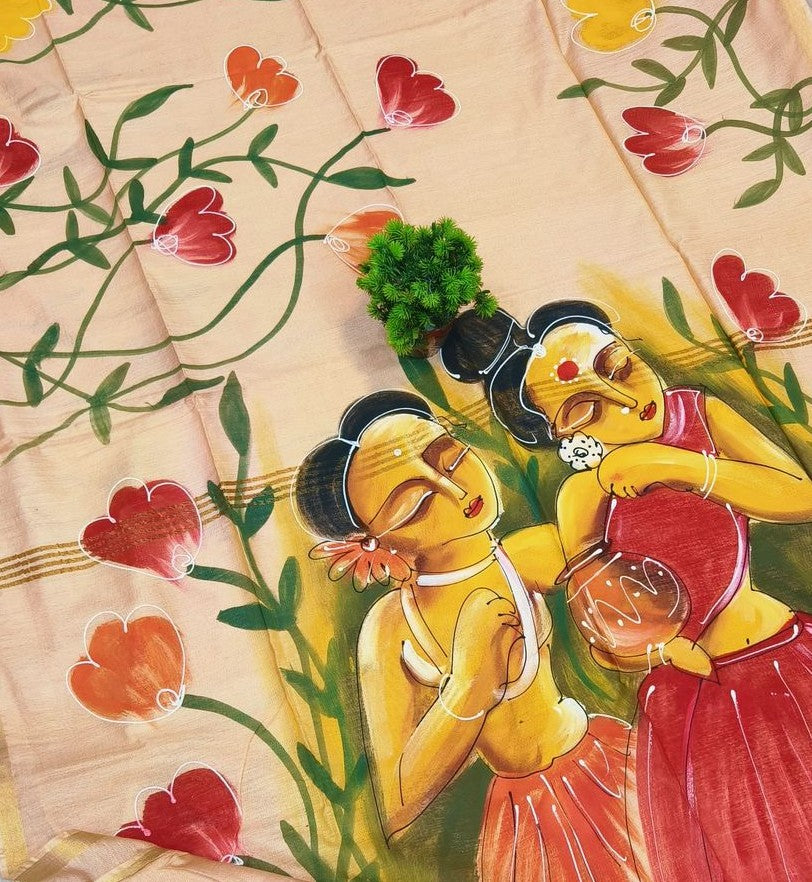 Jaatra Hand Painted Bapta Silk Saree