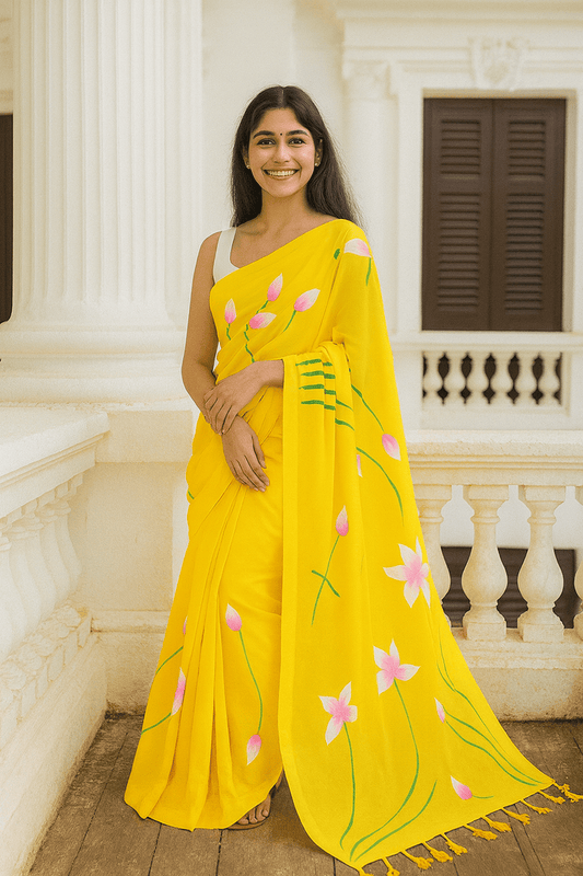 Pallav - Handpainted  Khadi Saree